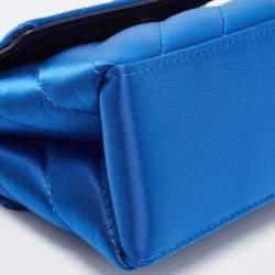 Pre Owned Off-White Blue Quilted Satin Jackhammer 17 Shoulder Bag