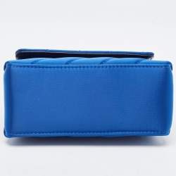 Pre Owned Off-White Blue Quilted Satin Jackhammer 17 Shoulder Bag