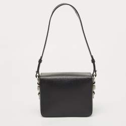 Pre Owned Off-White Black Leather Binder Clip Crossbody Bag