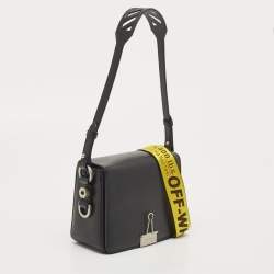 Pre Owned Off-White Black Leather Binder Clip Crossbody Bag