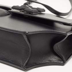 Pre Owned Off-White Black Leather Jitney Holes Flap Crossbody Bag