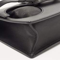 Pre Owned Off-White Black Leather Jitney Holes Flap Crossbody Bag