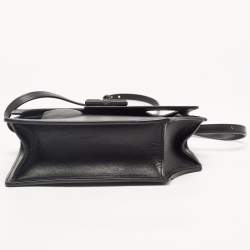 Pre Owned Off-White Black Leather Jitney Holes Flap Crossbody Bag