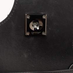 Pre Owned Off-White Black Leather Jitney Holes Flap Crossbody Bag