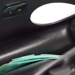 Pre Owned Off-White Black Leather Jitney Holes Flap Crossbody Bag