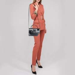 Pre Owned Off-White Black Leather Jitney Holes Flap Crossbody Bag