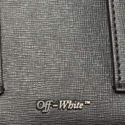 Pre Owned Off-White Black/White Diagonal Striped Leather Baby Flap Crossbody Bag