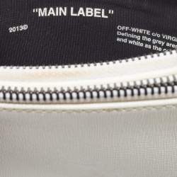 Pre Owned Off-White White/Black Leather Double Flat Wristlet Pouch
