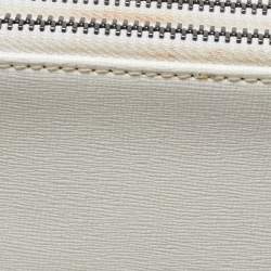 Pre Owned Off-White White/Black Leather Double Flat Wristlet Pouch