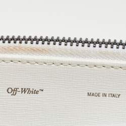 Pre Owned Off-White White/Black Leather Double Flat Wristlet Pouch