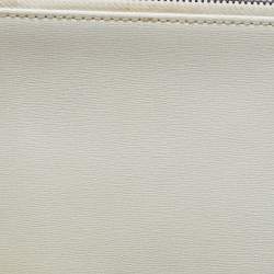 Pre Owned Off-White White/Black Leather Double Flat Wristlet Pouch