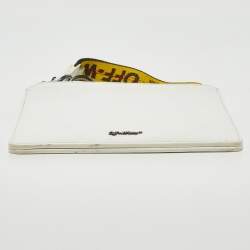 Pre Owned Off-White White/Black Leather Double Flat Wristlet Pouch