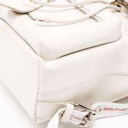 Pre Owned Off-White White/Black Leather Diag Drawstring Backpack