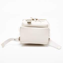 Pre Owned Off-White White/Black Leather Diag Drawstring Backpack