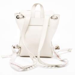 Pre Owned Off-White White/Black Leather Diag Drawstring Backpack