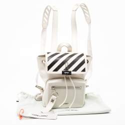 Pre Owned Off-White White/Black Leather Diag Drawstring Backpack