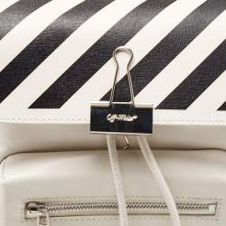 Pre Owned Off-White White/Black Leather Diag Drawstring Backpack