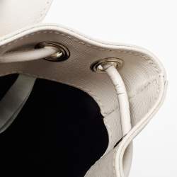 Pre Owned Off-White White/Black Leather Diag Drawstring Backpack