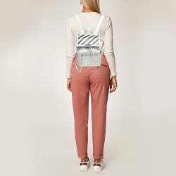 Pre Owned Off-White White/Black Leather Diag Drawstring Backpack