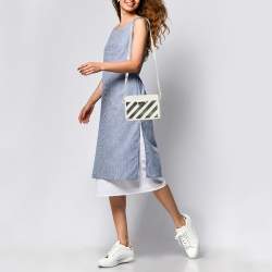 Off-White Black/White Diagonal Print Leather Covertible Belt Crossbody Bag