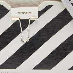 Off-White Black/White Diagonal Print Leather Covertible Belt Crossbody Bag