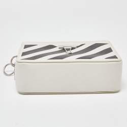 Off-White Black/White Diagonal Print Leather Covertible Belt Crossbody Bag