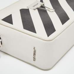 Off-White Black/White Diagonal Print Leather Covertible Belt Crossbody Bag