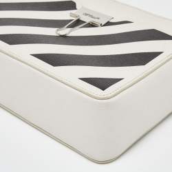 Off-White Black/White Diagonal Print Leather Covertible Belt Crossbody Bag