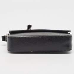 Pre Owned Off-White Black Leather Flap Wristlet Clutch