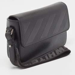 Pre Owned Off-White Black Leather Flap Wristlet Clutch
