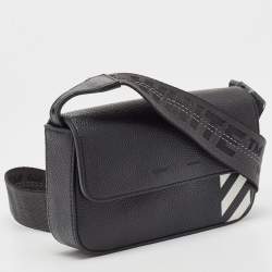 OFF-WHITE c/o Virgil Abloh Black/White Leather Flap Crossbody Bag