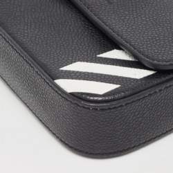 OFF-WHITE c/o Virgil Abloh Black/White Leather Flap Crossbody Bag
