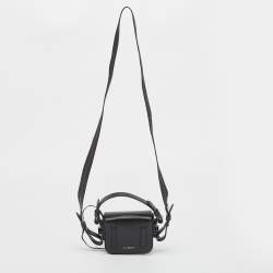 Pre Owned Off-White c/o Virgil Abloh Black Leather Mini Binder Clip Fringe Crossbody Bag