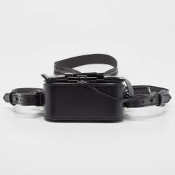 Pre Owned Off-White c/o Virgil Abloh Black Leather Mini Binder Clip Fringe Crossbody Bag