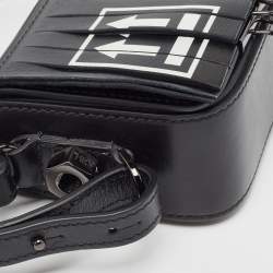 Pre Owned Off-White c/o Virgil Abloh Black Leather Mini Binder Clip Fringe Crossbody Bag