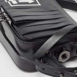 Pre Owned Off-White c/o Virgil Abloh Black Leather Mini Binder Clip Fringe Crossbody Bag