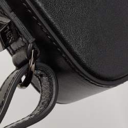 Pre Owned Off-White c/o Virgil Abloh Black Leather Mini Binder Clip Fringe Crossbody Bag