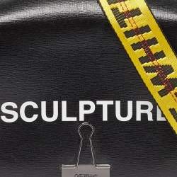 Pre Owned Off-White Black Leather Binder Clip Crossbody Bag