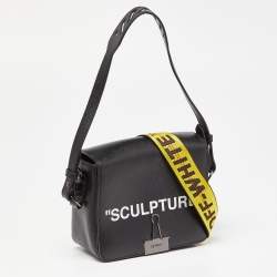 Pre Owned Off-White Black Leather Binder Clip Crossbody Bag