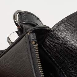 Pre Owned Off-White Black/White Diagonal Print Leather Mini Binder Clip Crossbody Bag