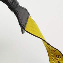 Pre Owned Off-White Black/White Diagonal Print Leather Mini Binder Clip Crossbody Bag