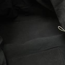 Pre Owned Off-White Beige/Black Straw and Leather Logo Print Commercial Tote