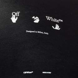 Pre Owned Off-White Black/White Diagonal Print Leather Binder Tote