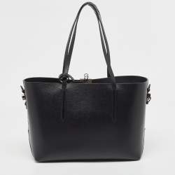 Pre Owned Off-White Black/White Diagonal Print Leather Binder Tote