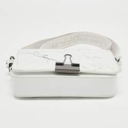 Pre Owned Off-White White Marble Leather Binder Clip Crossbody Bag