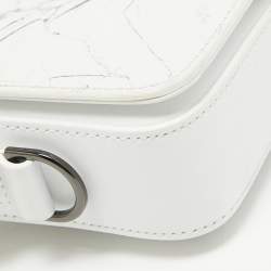 Pre Owned Off-White White Marble Leather Binder Clip Crossbody Bag