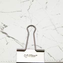 Pre Owned Off-White White Marble Leather Binder Clip Crossbody Bag