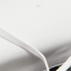 Pre Owned Off-White White Marble Leather Binder Clip Crossbody Bag