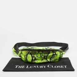 Off-White Neon Green/Black Python Print Nylon Fanny Pack Belt Bag