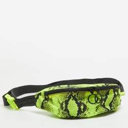 Off-White Neon Green/Black Python Print Nylon Fanny Pack Belt Bag